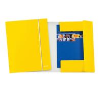 LEITZ - 39830016 - Cartella 3 lembi con elastico WOW - 25 x 35 cm - dorso variabile - cartoncino plastificato - giallo - Leitz - 89320 - Conf. da 5 Pz. - 39830016