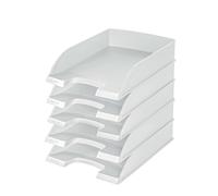 LEITZ 52270201 Plus Standard, Vaschetta Porta Corrispondenza, Formato A4, Colore Bianco, Confezione da 5 pezzi