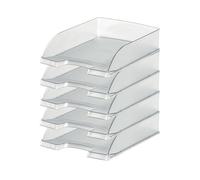 LEITZ 52270203 Plus Standard, Vaschetta Porta Corrispondenza, Formato A4, Colore Trasparente Satinato, Confezione da 5 pezzi