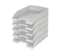 LEITZ 52270285 Plus Standard, Vaschetta Porta Corrispondenza, Formato A4, Colore Grigio, Confezione da 5 pezzi