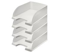 Leitz 52330001 - Cestino per lettere, formato A4, confezione da 4, colore: bianco, con grande capacità, serie Plus