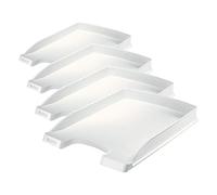LEITZ 52370001 Plus Slim - Vaschetta Porta Corrispondenza In Formato A4, Bianco, 255 x 35 x 357, 1 Pezzo (Confezione da 4)