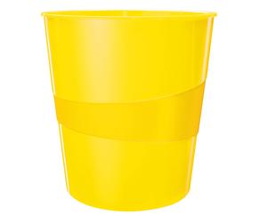LEITZ - 52781016 - Cestino gettacarte WOW - altezza 32,4 cm - diametro 29 cm - 15 L - giallo - Leitz - 90184 - Conf. da 1 Pz. - 52781016