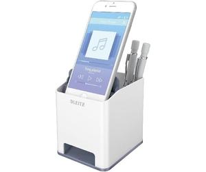 Leitz 53631001 Sound pencil case sound amplification function, WOW, White/Grey
