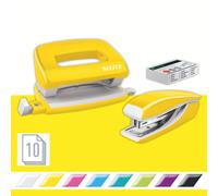 Leitz 55612016 Mini Stapler and Hole Punch Set, Staple or Punch Up to 10 Sheets,