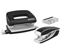 Leitz 55612095 Mini Stapler and Hole Punch Set, Staple or Punch Up to 10 Sheets,