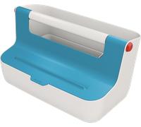 Leitz Cassetta portaoggetti con maniglia, Gamma Cosy, per la Casa, l'Ufficio o l'Hot Desking, con scomparti per l'organizzazione del contenuto, Blu Calmo, 61250061