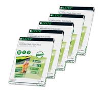 Leitz 74330000 - Buste per plastificazione a caldo, formato A4, 80 micron, confezione da 5 x 100 pezzi, di alta qualità, con angoli arrotondati, trasparenti, lucide, per uso domestico o ufficio