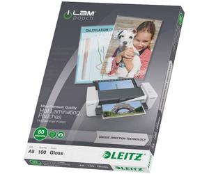 Leitz 7492 Pellicola per plastificazione DIN A5 80 micron lucida 100 pz.