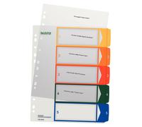 Leitz A4 1-5 Index, PC-Printable, Heavy Duty Plastic, Standard colours - White/M