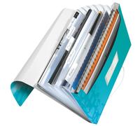 Leitz A4 Expanding File with 6 Compartments, Elastic Band Fastener, Ice Blue, WO