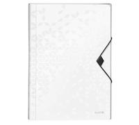Leitz A4 Expanding File with 6 Compartments, Elastic Band Fastener, White, WOW R