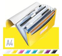 Leitz A4 Expanding File with 6 Compartments, Elastic Band Fastener, Yellow, WOW