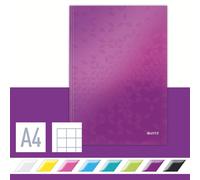 Leitz A4 Hard Cover Notebook, Purple (80 Sheets, Squared Paper, 90 gsm Ivory Pap