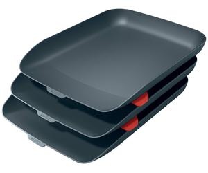 Leitz A4 Letter Tray, Set Of Three, Cosy Range, Velvet Grey, 53582089 Velvet Gre