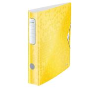 Leitz A4 Lever Arch File Active, Yellow, Curved spine 65mm width, Elastic fasten