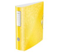 Leitz A4 Lever Arch File Active, Yellow, Curved spine 75mm width, Elastic fasten