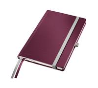 Leitz A5 Hard Cover Notebook, Garnet Red (80 Sheets Squared Paper, with 2 Bookma