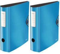 Leitz Active Solid Raccoglitore con Meccanismo a Leva 180°, Formato A4, Dorso 82 mm, Chiusura a elastico, Polyfoam leggero, Azzurro, 10471030 (Confezione da 2)