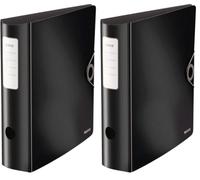Leitz Active Solid Raccoglitore con Meccanismo a Leva 180°, Formato A4, Dorso 82 mm, Chiusura a elastico, Polyfoam leggero, Nero, 10471095 (Confezione da 2)