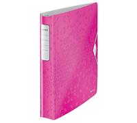 Leitz Active WOW 42400023 Raccoglitore a 4 anelli SoftClick, Formato A4, Dorso 5.2 cm, Chiusura a elastico, Polyfoam leggero, Fucsia metallizzato