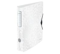 Leitz Active WOW Raccoglitore con Meccanismo a Leva 180°, Formato A4, Bianco, Dorso 65 mm, Chiusura a Elastico, Polyfoam Leggero, 11070001