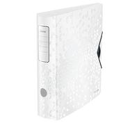 Leitz Active WOW Raccoglitore con Meccanismo a Leva 180°, Formato A4, Bianco, Dorso 82 mm, Chiusura a Elastico, Polyfoam Leggero, 11060001
