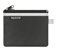 Leitz WOW Astuccio a 2 Scomparti, Cerniera in Nylon, Lavabile, Adatta come Portafoglio, Formato S (14 x 10.5 cm), Nero, 40110095