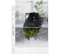 Leitz Busta Perforata in Plastica, Formato A5, Confezione da 25, Superficie Opaca Goffrata, Spessore 100 Micron, 100% Riciclabile, Ecologico, Gamma Recycle, Trasparente, 40020003