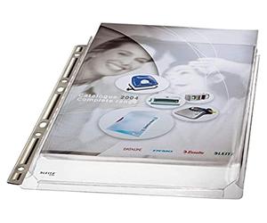 Leitz Buste perforate in plastica Premium, Formato A4, Espandibili, Alta capacità fino a 200 fogli, Apertura superiore, PVC 170 micron, Banda in metallo super resistente, Confezione da 3, 47553003
