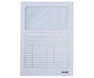 Leitz, Cartellina A4 Manilla portadocumenti con finestra trasparente, apertura superiore e destra, in cartone riciclato 160 gr/mq, Bianco, 39500001