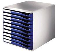 Leitz Post Cassettiera a 10 Cassetti, Organizer per Riporre Documenti, Cataloghi e Riviste in Formato A4, Adatta per Casa e Ufficio, Blu, 52810035