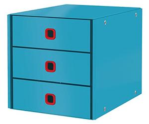 Leitz Click & Store Cassettiera a 3 Cassetti, Gamma Cosy, Pieghevole, Organizer per Riporre Documenti, Cataloghi e Riviste in Formato A4, Adatta per Casa e Ufficio, Blu Calmo, 53680061
