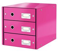 Leitz Click & Store Cassettiera a 3 Cassetti Pieghevole, Organizer per Riporre Documenti, Cataloghi e Riviste in Formato A4, Adatta per Casa e Ufficio, Rosa, 60484023