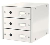 Leitz Click & Store Cassettiera a 3 Cassetti Pieghevole, Organizer per Riporre Documenti, Cataloghi e Riviste in Formato A4, Adatta per Casa e Ufficio, Bianco, 60484001