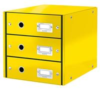 Leitz Click & Store Cassettiera a 3 Cassetti Pieghevole, Organizer per Riporre Documenti, Cataloghi e Riviste in Formato A4, Adatta per Casa e Ufficio, Giallo, 60484016