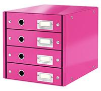 Leitz Click & Store Cassettiera a 4 Cassetti Pieghevole, Organizer per Riporre Documenti, Cataloghi e Riviste in Formato A4, Adatta per Casa e Ufficio, Rosa, 60494023
