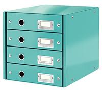 Leitz Click & Store Cassettiera a 4 Cassetti Pieghevole, Organizer per Riporre Documenti, Cataloghi e Riviste in Formato A4, Adatta per Casa e Ufficio, Acquamarina, 60494051