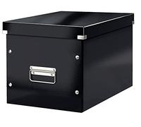 LEITZ WOW Click & Store Scatola Archivio con coperchio Large, F.to Cubo, per la Casa e l'Ufficio, nero, 61080095 - nero 61080095