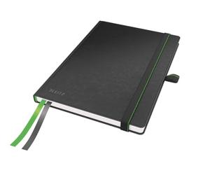 Leitz Complete Quality Notebook A5 a righe, 160 pagine, 80 fogli, copertina rigida con copertina di alta qualità, carta certificata FSC da 100 g/m², chiusura, segnalibro, porta penna, nero, 44780095