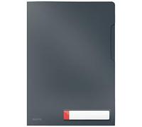 Leitz Cosy Busta Privacy a L con Portaetichetta, Formato A4, Grigio Velluto, Confezione da 3 Pezzi, 47080089
