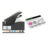 Leitz Cucitrice a Pinza, Capacit fino a 15 Fogli, Nero + Leitz Punti Power Perf