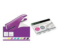 Leitz Cucitrice a Pinza, Capacit fino a 15 Fogli, Viola + Leitz Punti Power Per