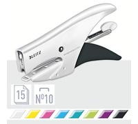 Leitz Cucitrice a Pinza, Capacità fino a 15 Fogli, Design Ergonomico in Metallo, Include Punti, Gamma WOW, 55312001, Bianco