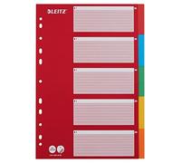Leitz Divisori A4 1-5 con indice, cartone riciclato resistente, rosso/multicolore