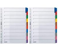 Leitz Divisori per Raccoglitori con 10 Tasti, Formato A4, Tasti Colorati e Banda Perforata con Rinforzo in Plastica Mylar, Cartoncino Robusto, Grigio, 43210000 (Confezione da 2)