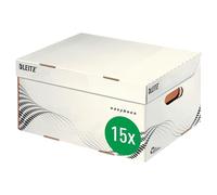 Leitz easyboxx 61350000 - Scatola per raccoglitori A4, riviste e molto altro ancora, con coperchio superiore, 15 pezzi, bianco/nero