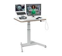 Leitz Ergo Scrivania Ergonomica Sit Stand Mobile con Regolazione Elettrica dell'altezza, Supporta fino a 80 kg, Portacavi Incluso, 80 cm x 60 cm, Gamma Ergo, Bianco, 65340001
