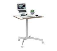 Leitz Ergo Scrivania Ergonomica Sit Stand Mobile con Regolazione Pneumatica dell'Altezza e Ruote Piroettanti, Supporta fino a 20 kg, 80 cm x 60 cm, Gamma Ergo, Bianco, 65360001