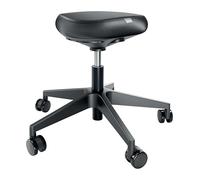 Leitz Ergo Sgabello con ruote regolabile in altezza, Oscillante ed Ergonomico, Seduta con cuscino con Schiuma a Doppia Densità, Ideale per l'Ufficio, 46-59 cm, Nero, 65780095